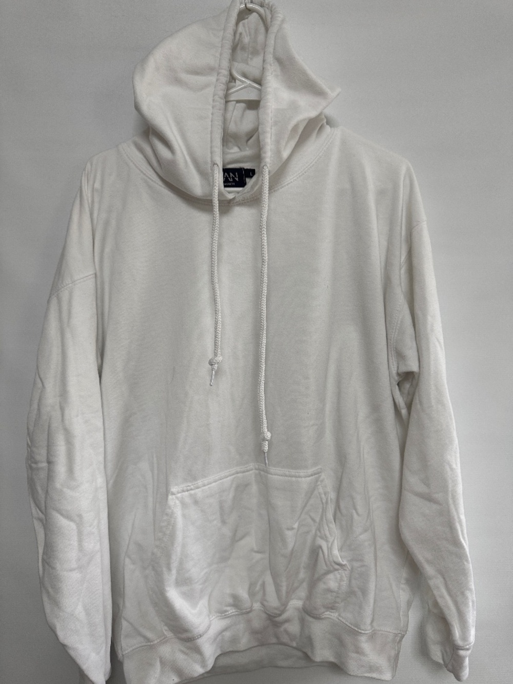 MAN off-white pullover hoodie with drawstring